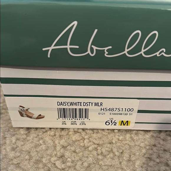 Abella White Wedge Sandals with Ankle Strap - Picture 6 of 6